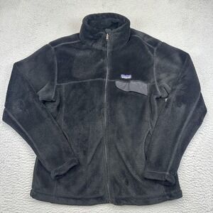 Patagonia Full Zip Fleece Jacket Womens Large Black Synchilla Soft Coat Outdoor